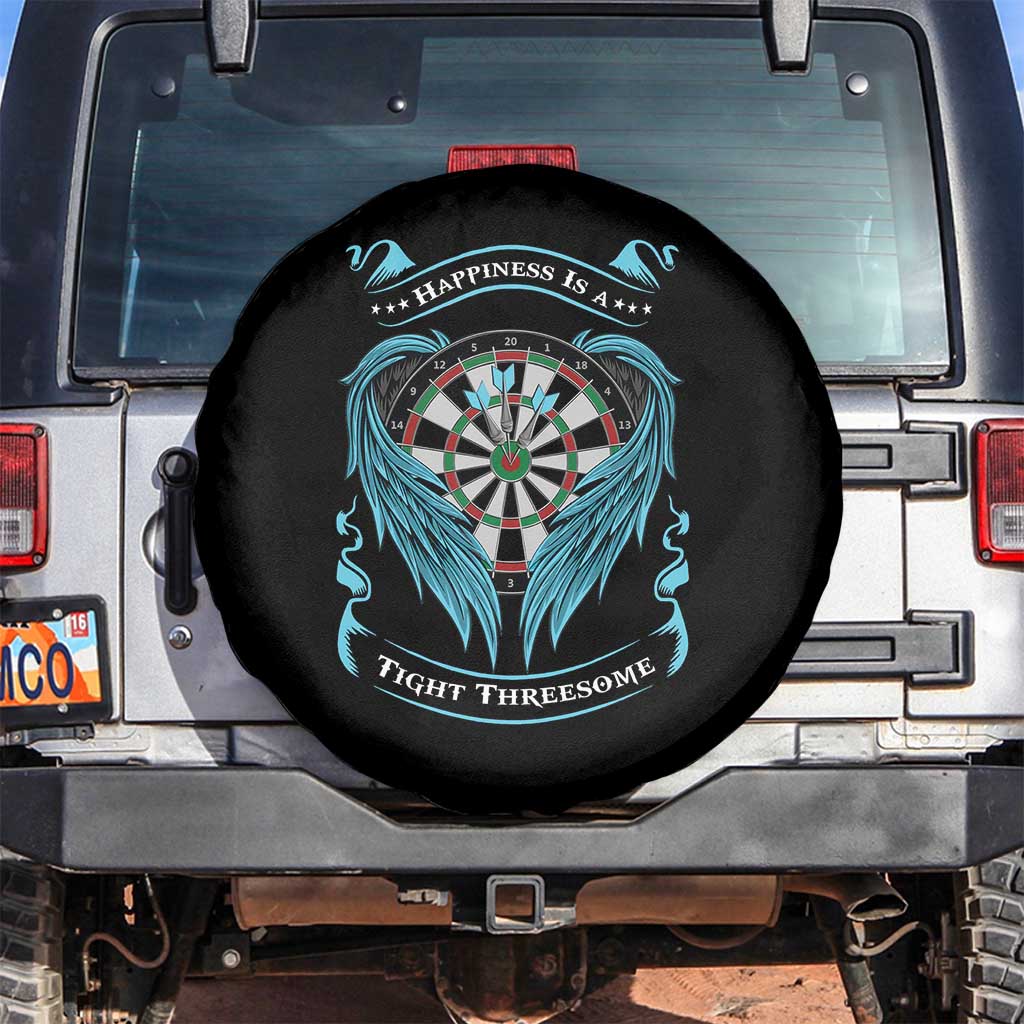 Dart Player Sport Spare Tire Cover Darts Happiness Is A Tight Threesome TS12 No hole Black Print Your Wear