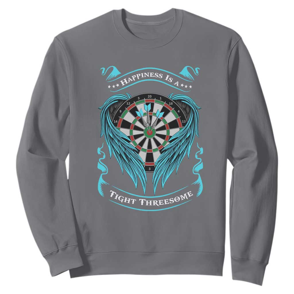 Dart Player Sport Sweatshirt Darts Happiness Is A Tight Threesome TS12 Charcoal Print Your Wear