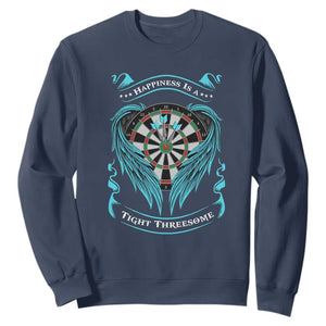 Dart Player Sport Sweatshirt Darts Happiness Is A Tight Threesome TS12 Navy Print Your Wear