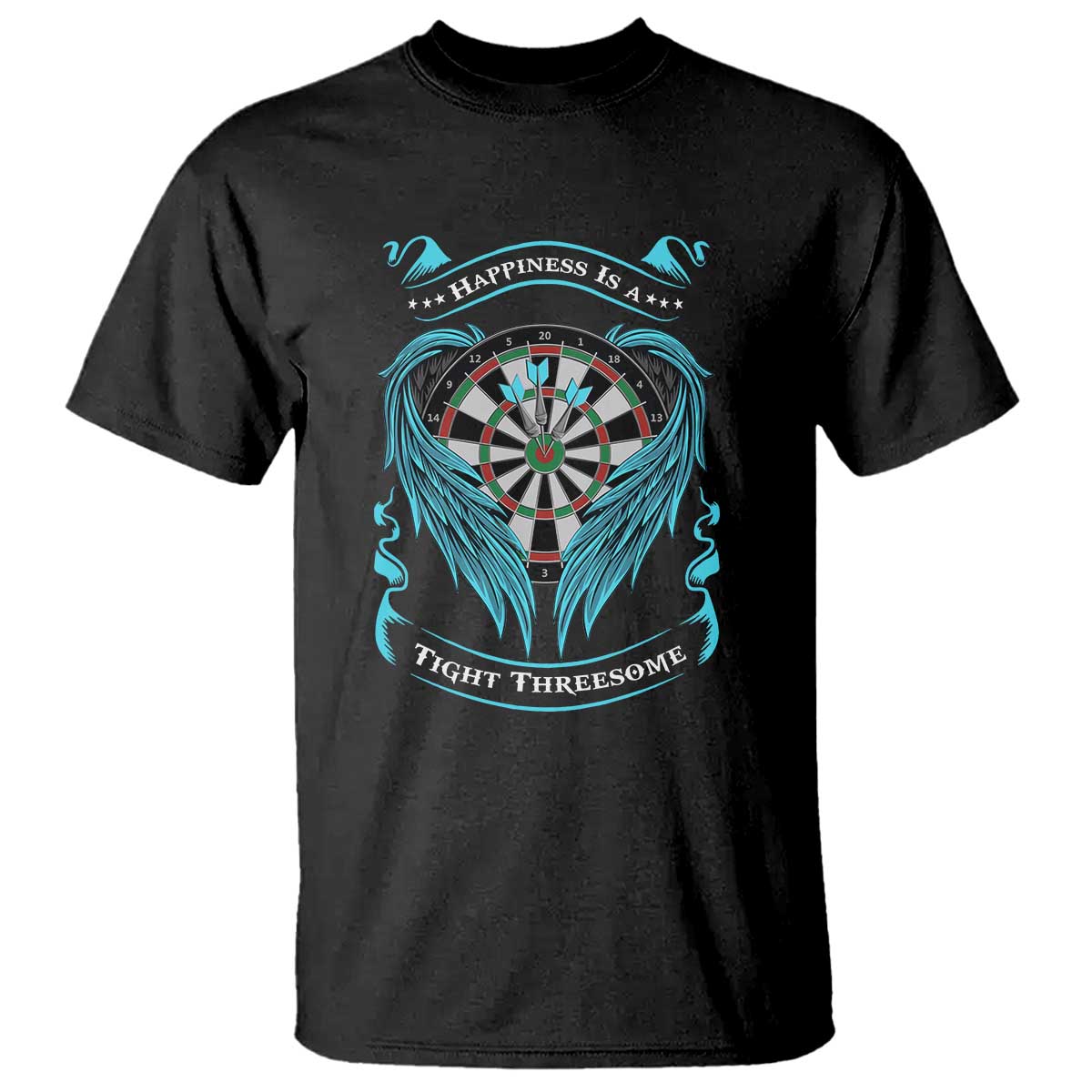 Dart Player Sport T Shirt Darts Happiness Is A Tight Threesome TS12 Black Print Your Wear