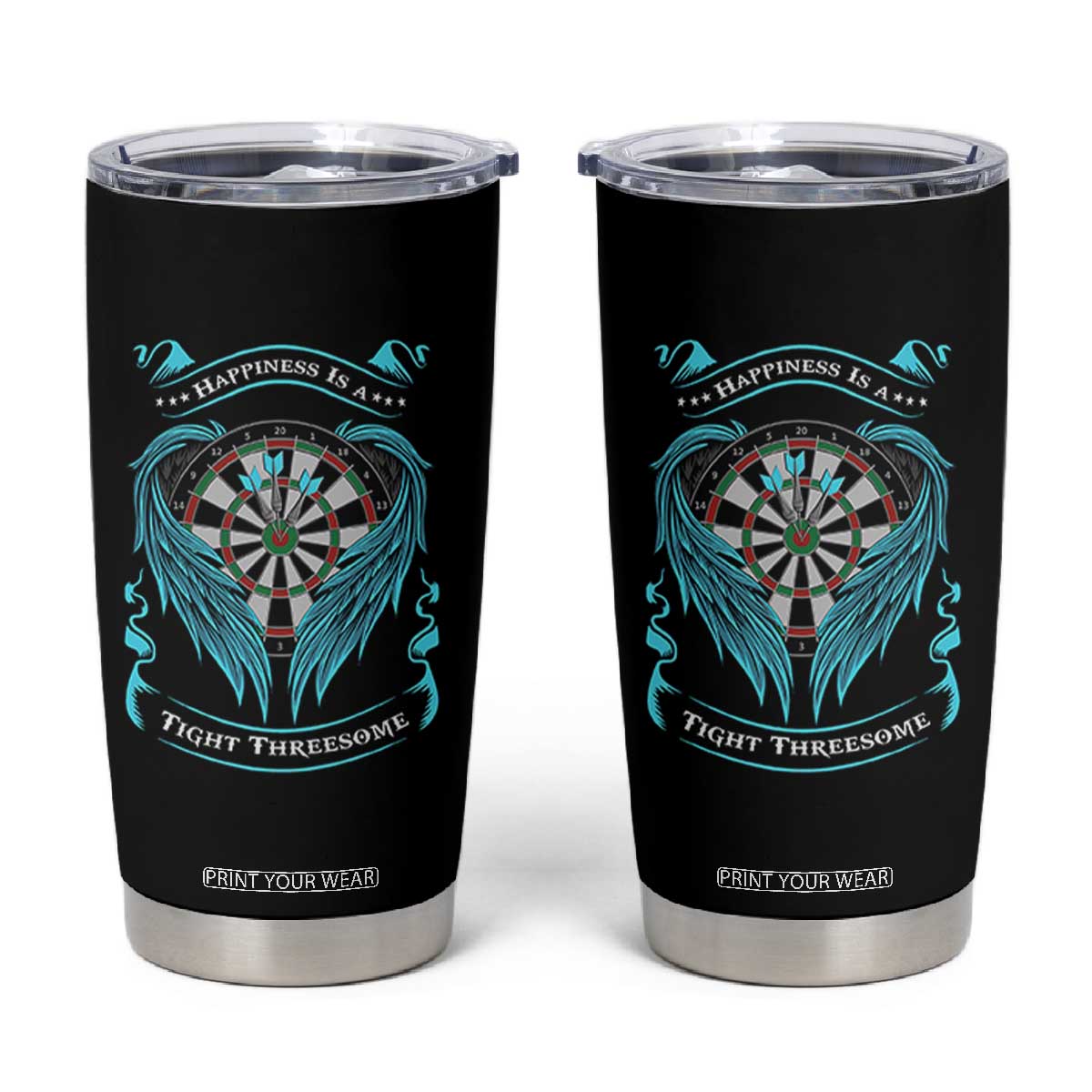 Dart Player Sport Tumbler Cup Darts Happiness Is A Tight Threesome TS12 Black Print Your Wear