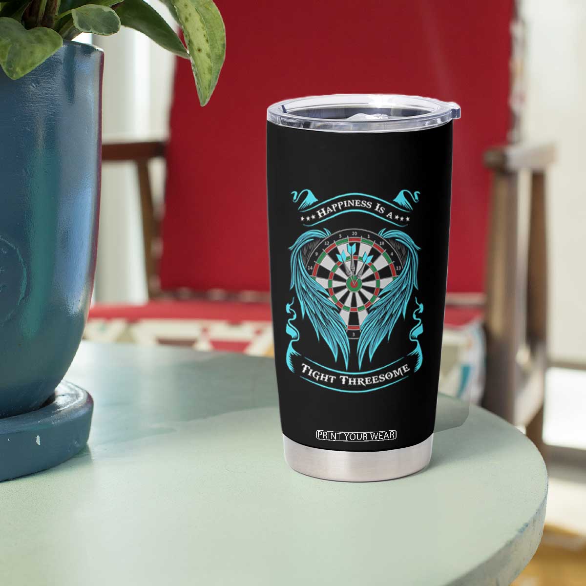 Dart Player Sport Tumbler Cup Darts Happiness Is A Tight Threesome TS12 Print Your Wear