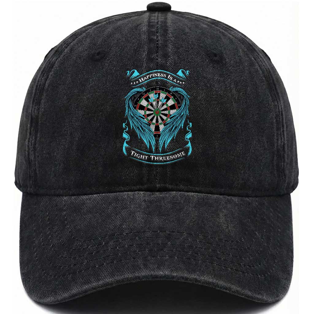Dart Player Sport Washed Cotton Baseball Cap Darts Happiness Is A Tight Threesome TS12 Print Your Wear