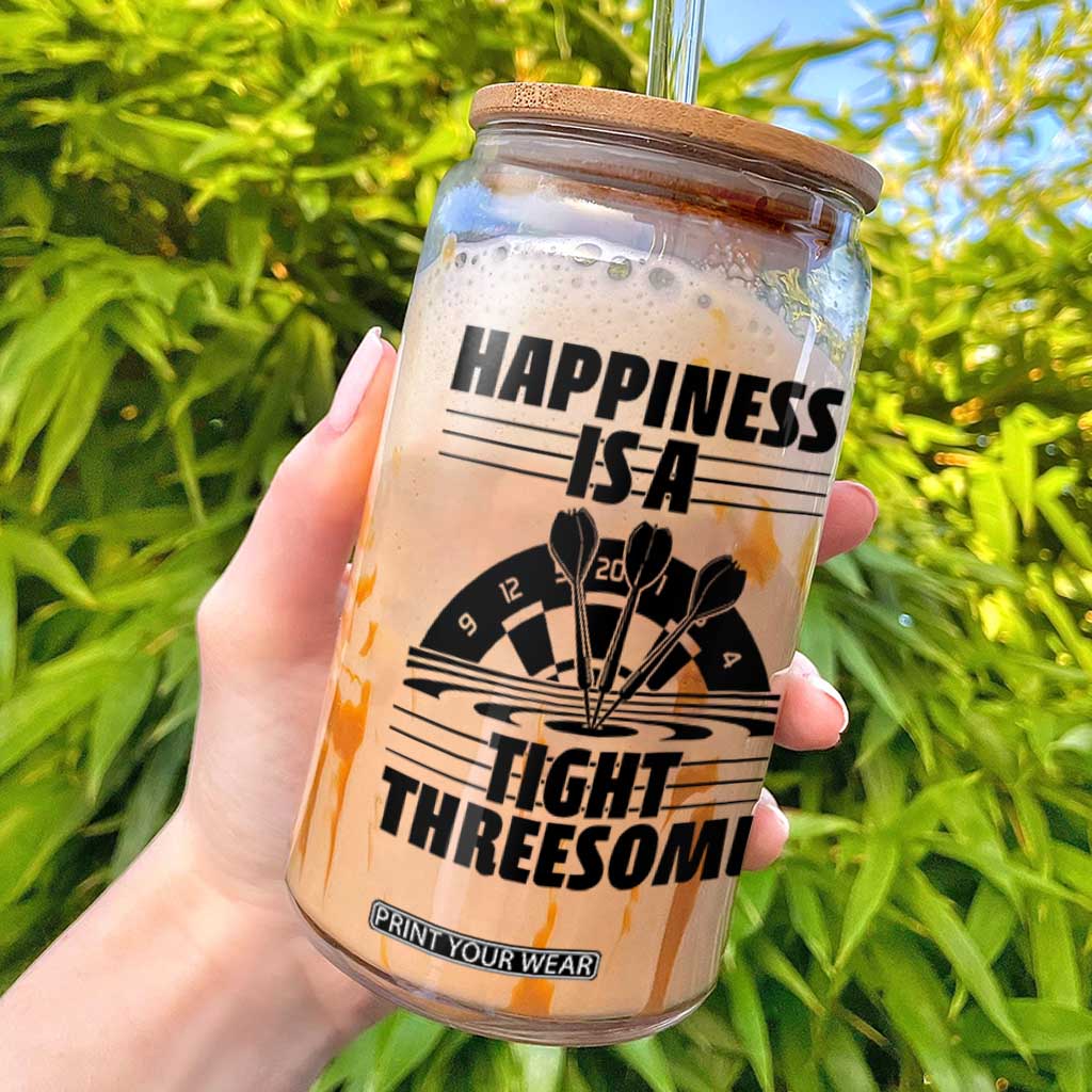 Dirty Joke Darts Gift Glass Can Darts Happiness Is A Tight Threesome TS12 White Print Your Wear