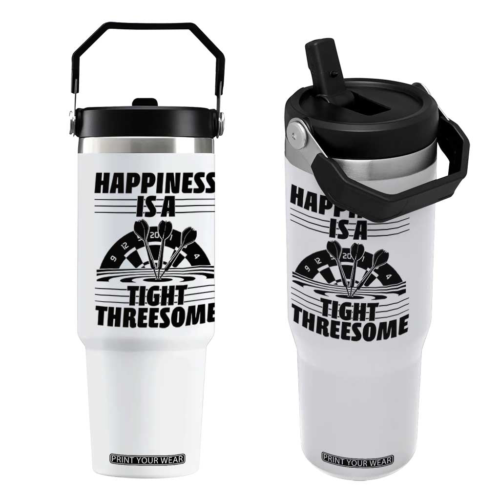 Dirty Joke Darts Gift Flip Straw Tumbler Darts Happiness Is A Tight Threesome TS12 One Size: 30 oz White Print Your Wear