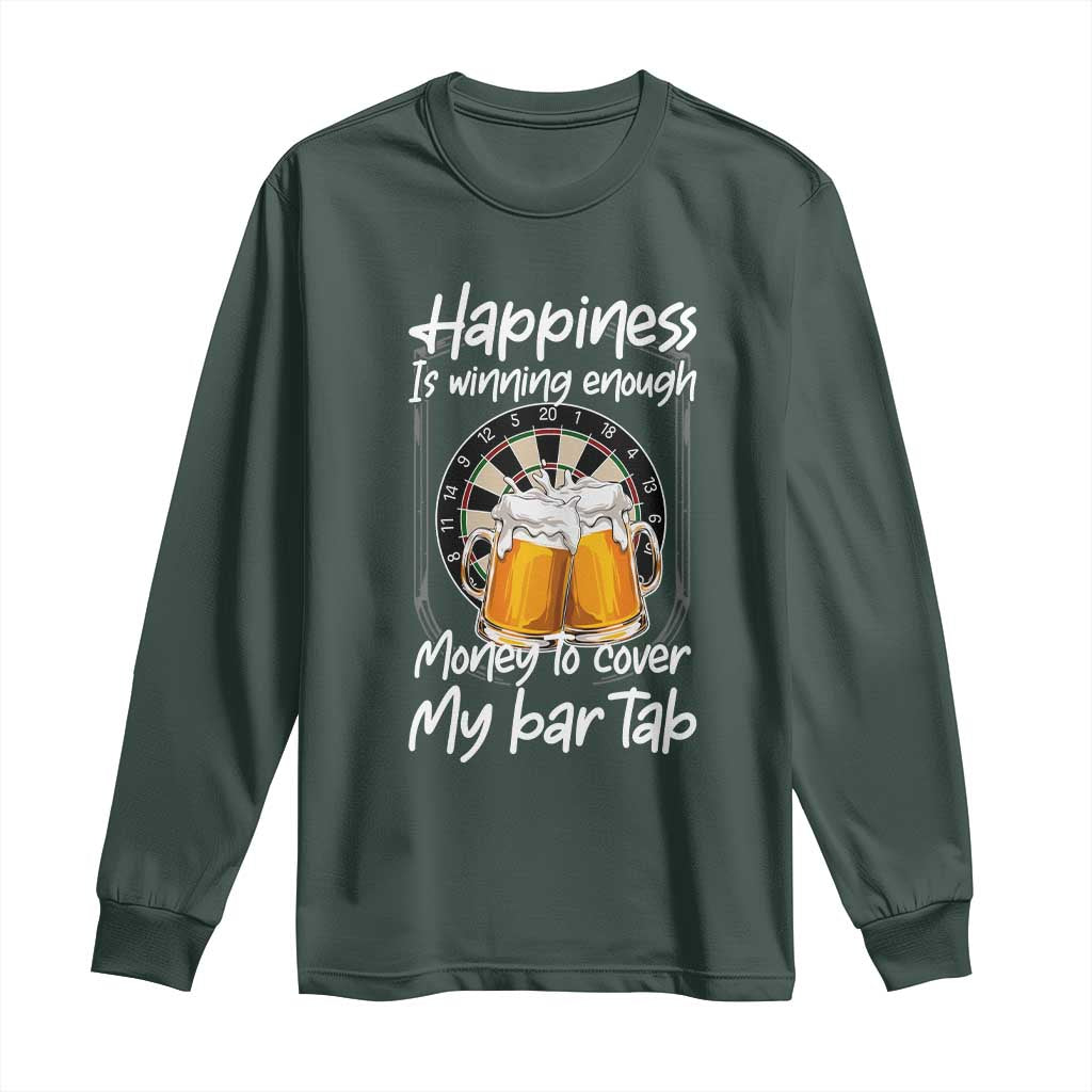 Bar Tab Darts Player Gift Long Sleeve Shirt Winning Money To Cover My Bar Tab TS12 Dark Forest Green Print Your Wear