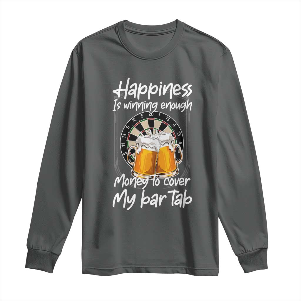 Bar Tab Darts Player Gift Long Sleeve Shirt Winning Money To Cover My Bar Tab TS12 Dark Heather Print Your Wear