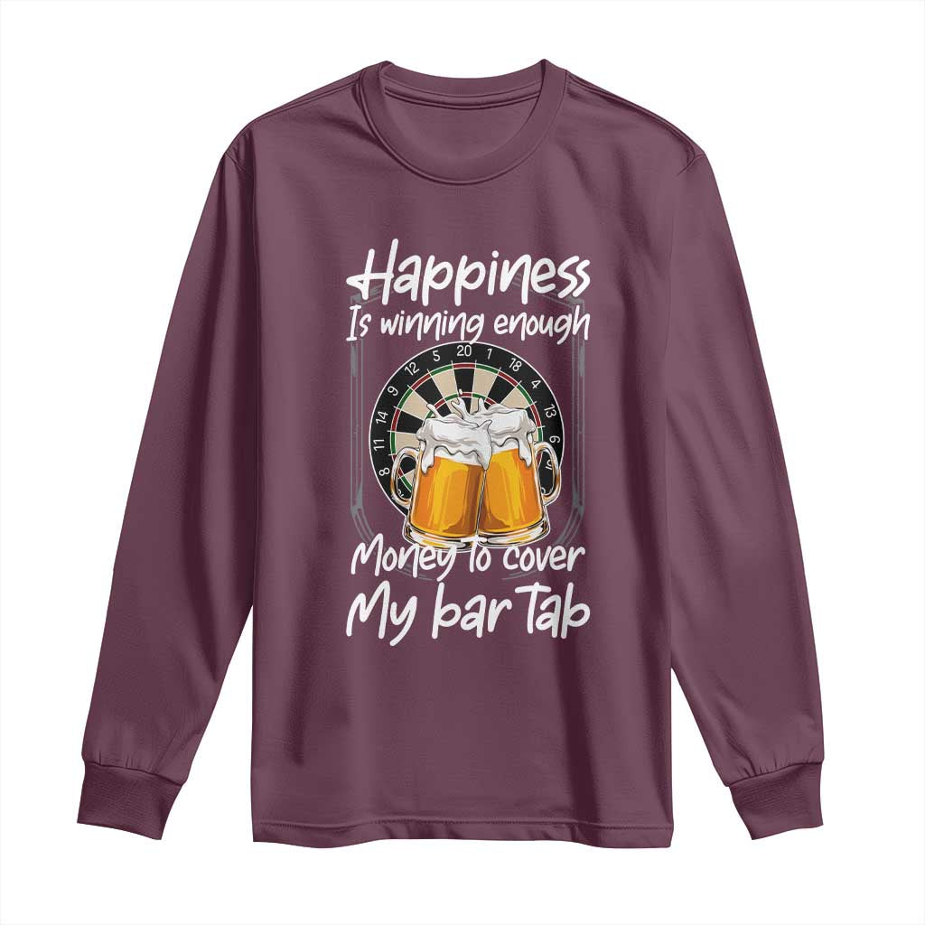 Bar Tab Darts Player Gift Long Sleeve Shirt Winning Money To Cover My Bar Tab TS12 Maroon Print Your Wear