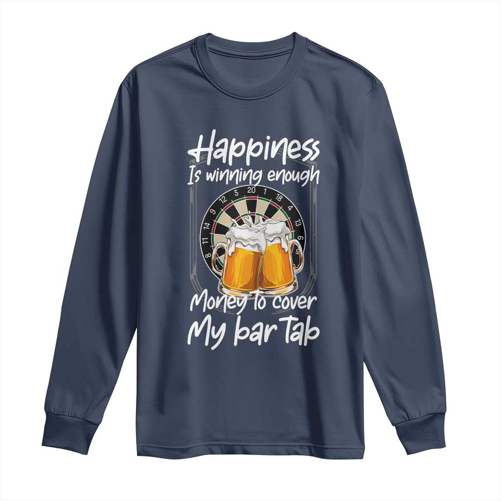 Bar Tab Darts Player Gift Long Sleeve Shirt Winning Money To Cover My Bar Tab TS12 Navy Print Your Wear
