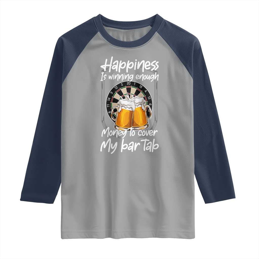 Bar Tab Darts Player Gift Raglan Shirt Winning Money To Cover My Bar Tab TS12 Sport Gray Navy Print Your Wear