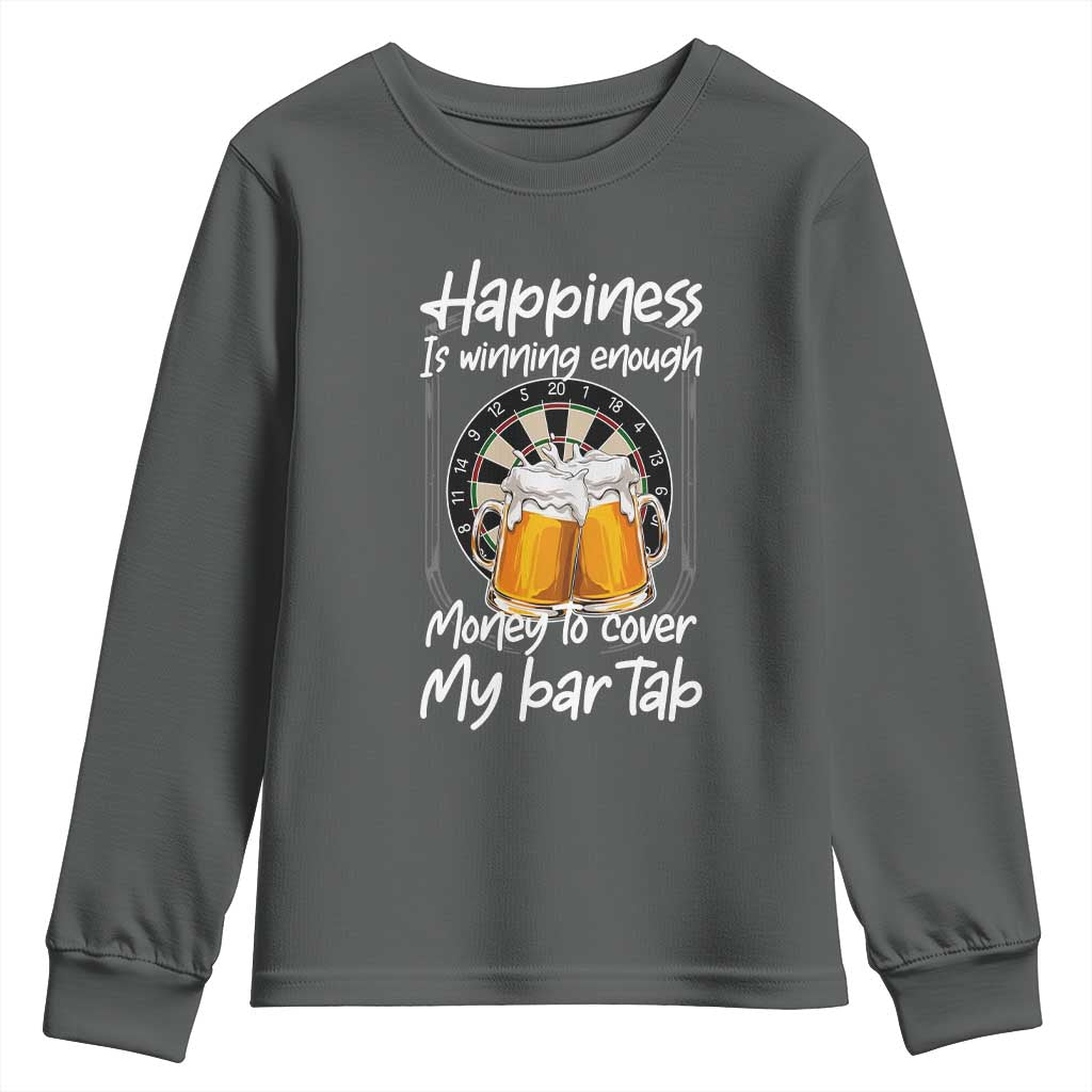 Bar Tab Darts Player Gift Youth Sweatshirt Winning Money To Cover My Bar Tab TS12 Dark Heather Print Your Wear