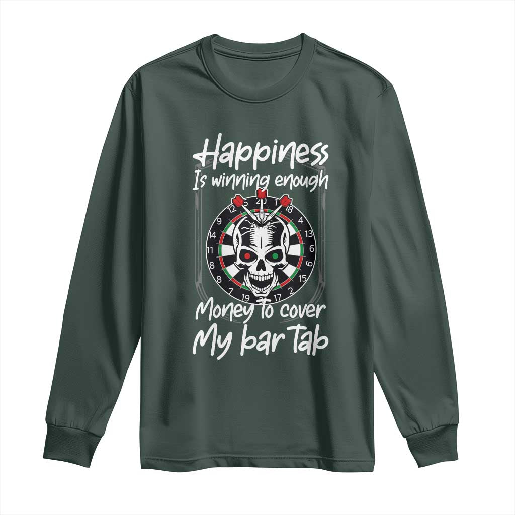 Darts Lover Drinking Game Long Sleeve Shirt Winning Money To Cover My Bar Tab TS12 Dark Forest Green Print Your Wear