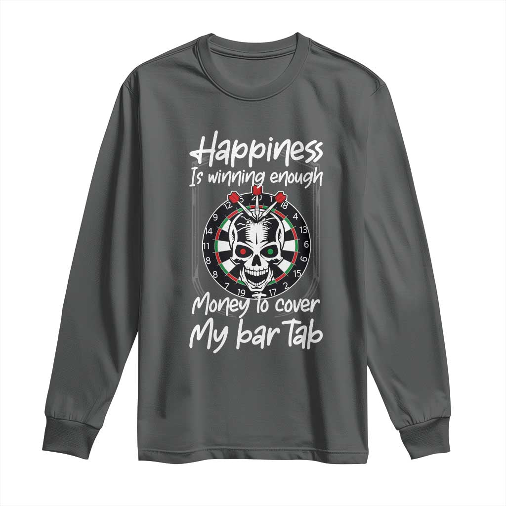 Darts Lover Drinking Game Long Sleeve Shirt Winning Money To Cover My Bar Tab TS12 Dark Heather Print Your Wear