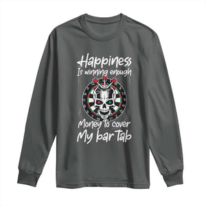 Darts Lover Drinking Game Long Sleeve Shirt Winning Money To Cover My Bar Tab TS12 Dark Heather Print Your Wear