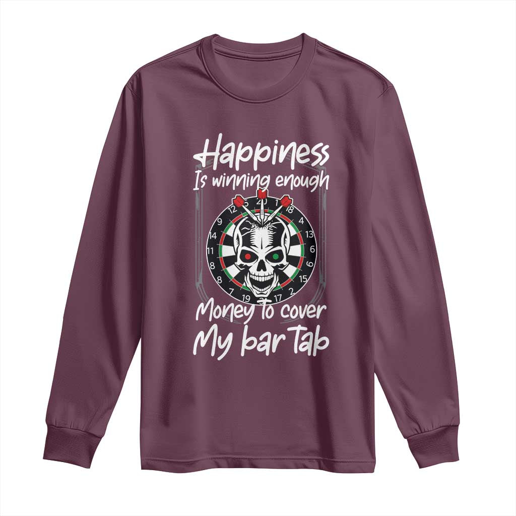 Darts Lover Drinking Game Long Sleeve Shirt Winning Money To Cover My Bar Tab TS12 Maroon Print Your Wear