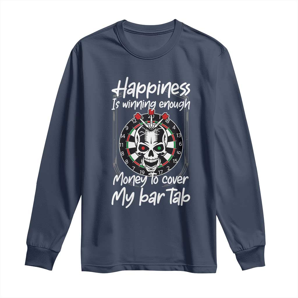 Darts Lover Drinking Game Long Sleeve Shirt Winning Money To Cover My Bar Tab TS12 Navy Print Your Wear