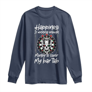Darts Lover Drinking Game Long Sleeve Shirt Winning Money To Cover My Bar Tab TS12 Navy Print Your Wear