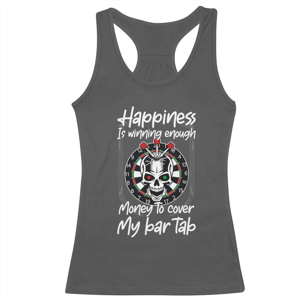 Darts Lover Drinking Game Racerback Tank Top Winning Money To Cover My Bar Tab TS12 Dark Heather Print Your Wear