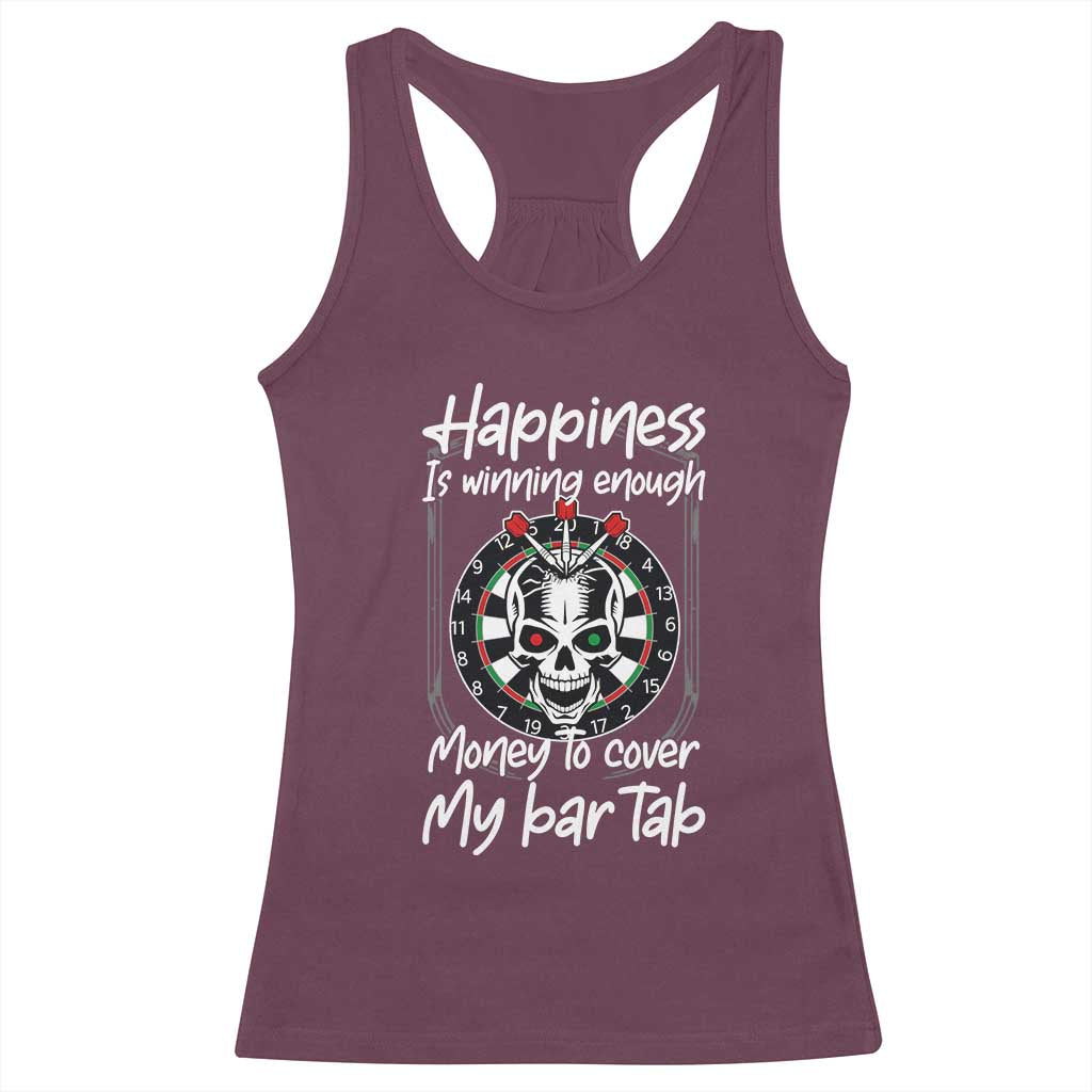 Darts Lover Drinking Game Racerback Tank Top Winning Money To Cover My Bar Tab TS12 Maroon Print Your Wear