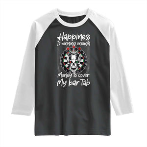 Darts Lover Drinking Game Raglan Shirt Winning Money To Cover My Bar Tab TS12 Black White Print Your Wear