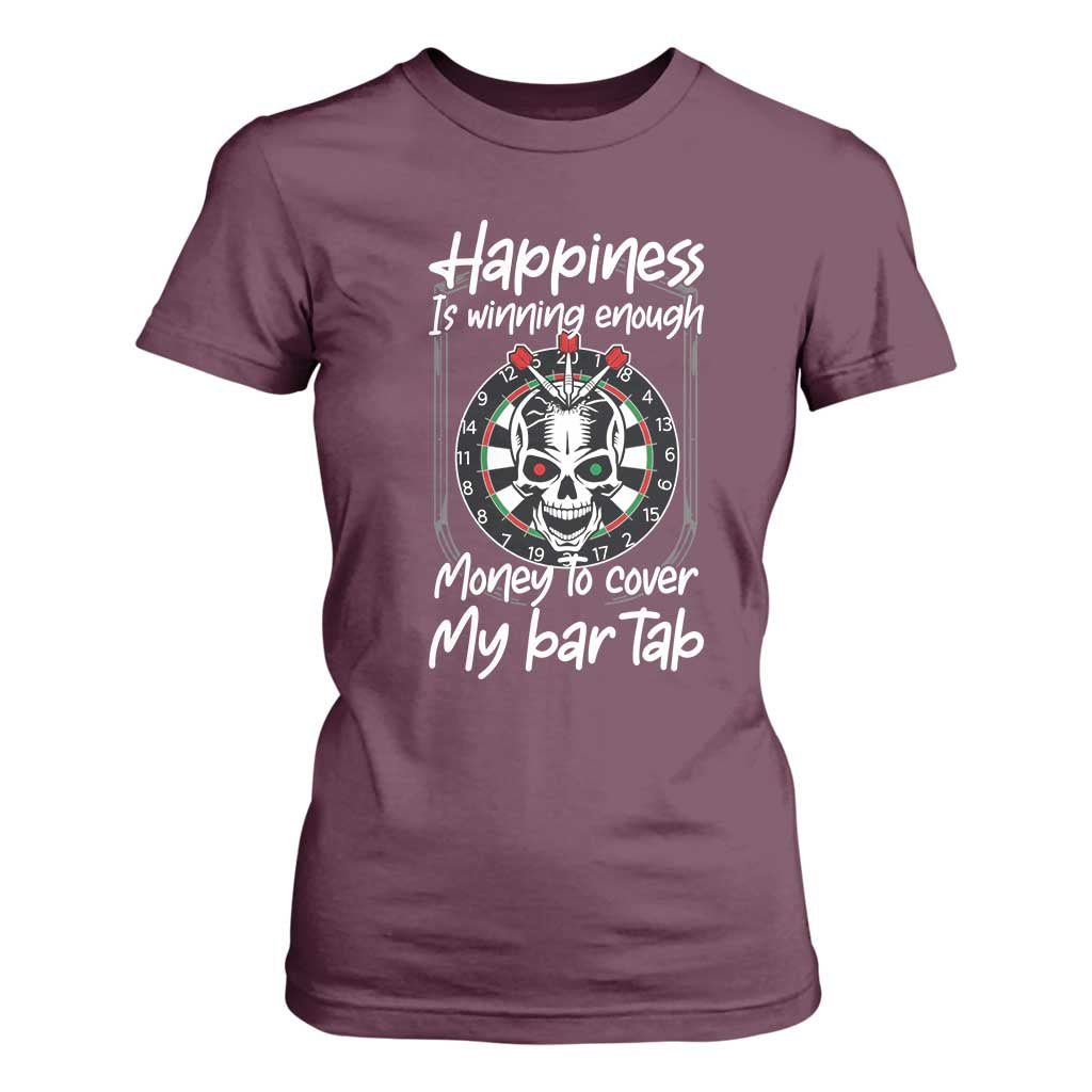Darts Lover Drinking Game T Shirt For Women Winning Money To Cover My Bar Tab TS12 Maroon Print Your Wear