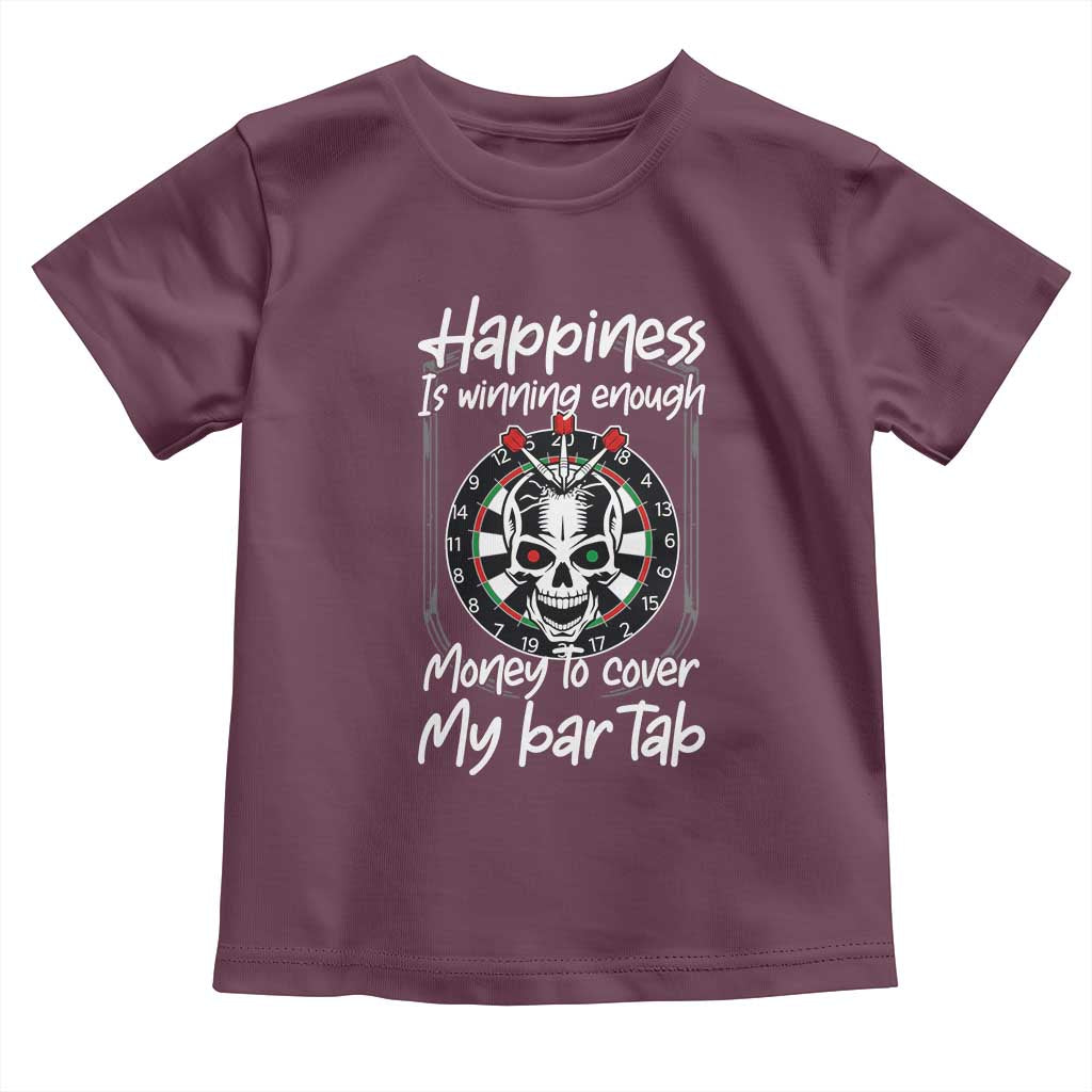 Darts Lover Drinking Game Toddler T Shirt Winning Money To Cover My Bar Tab TS12 Maroon Print Your Wear