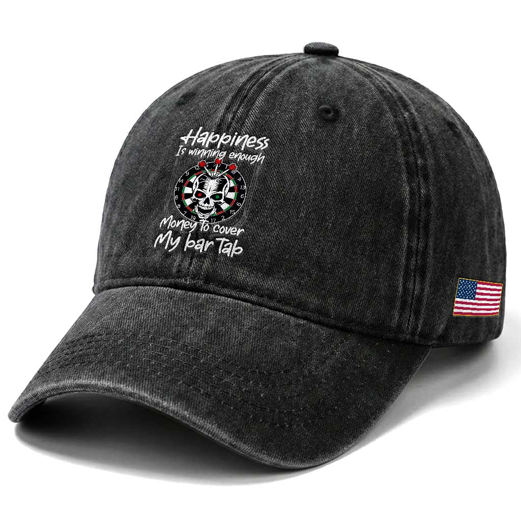 Darts Lover Drinking Game Washed Cotton Baseball Cap Winning Money To Cover My Bar Tab TS12 Print Your Wear