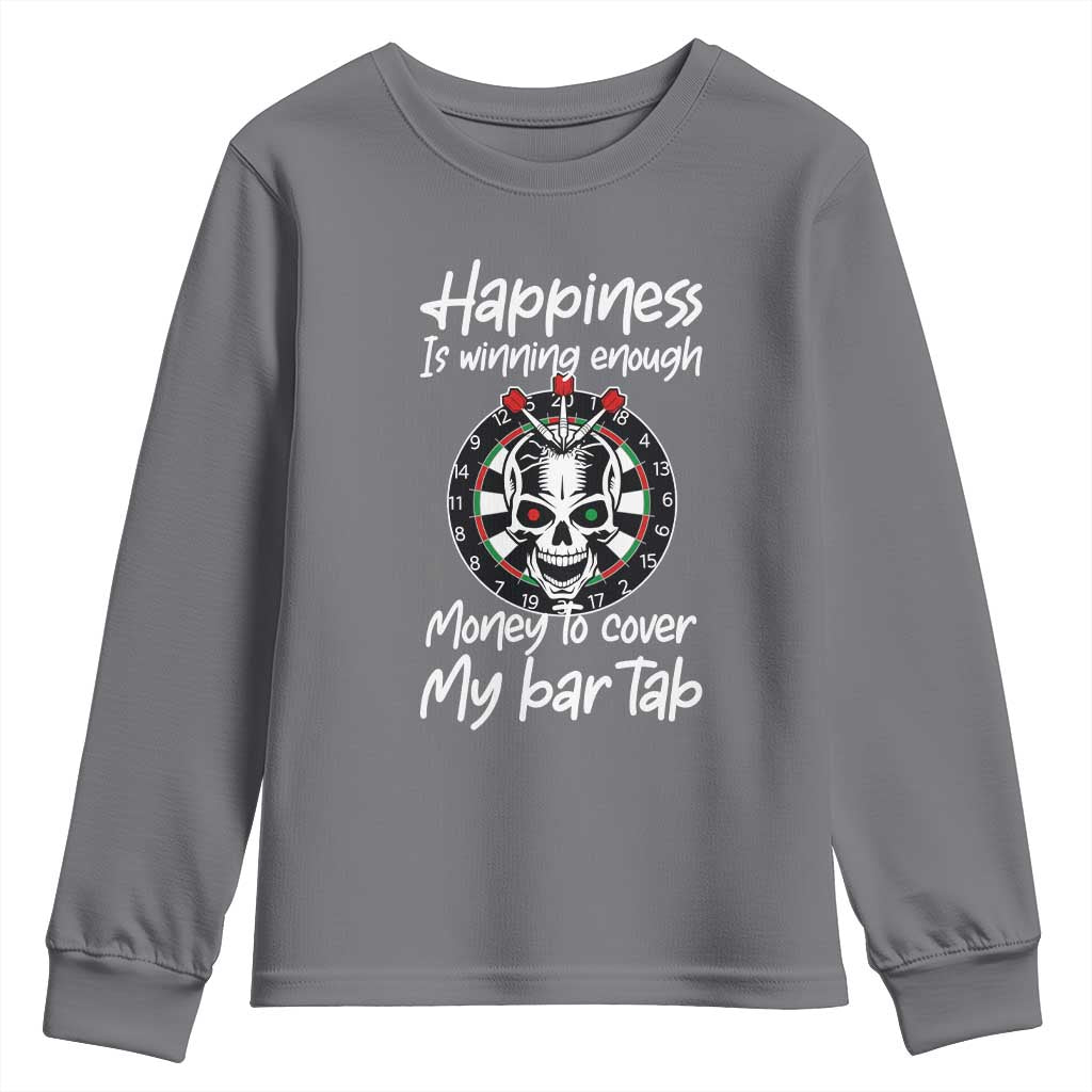 Darts Lover Drinking Game Youth Sweatshirt Winning Money To Cover My Bar Tab TS12 Charcoal Print Your Wear