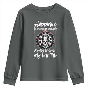 Darts Lover Drinking Game Youth Sweatshirt Winning Money To Cover My Bar Tab TS12 Dark Heather Print Your Wear
