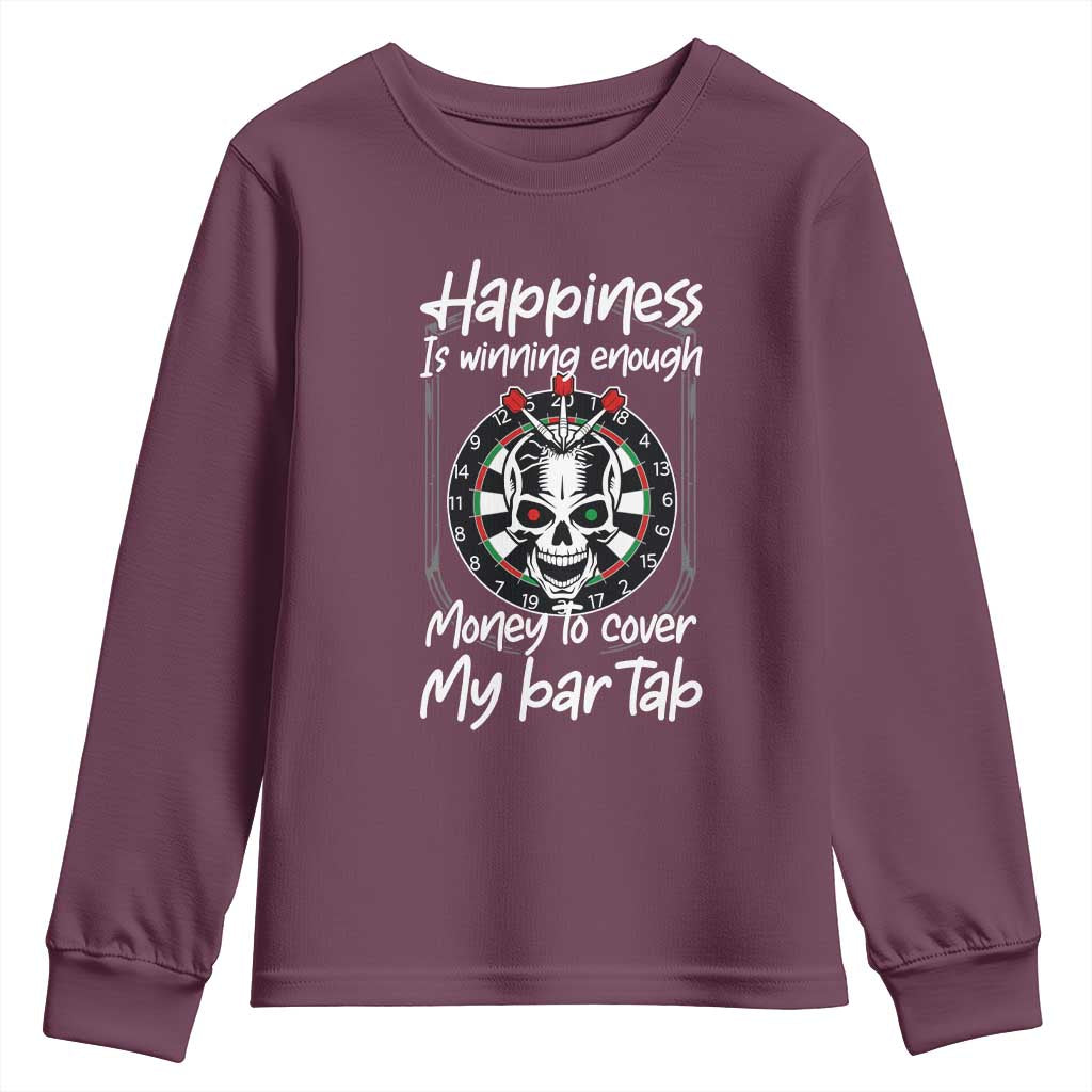 Darts Lover Drinking Game Youth Sweatshirt Winning Money To Cover My Bar Tab TS12 Maroon Print Your Wear