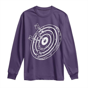 Funny Dirty Humor Dart Player Long Sleeve Shirt Just The Tip TS12 Purple Print Your Wear