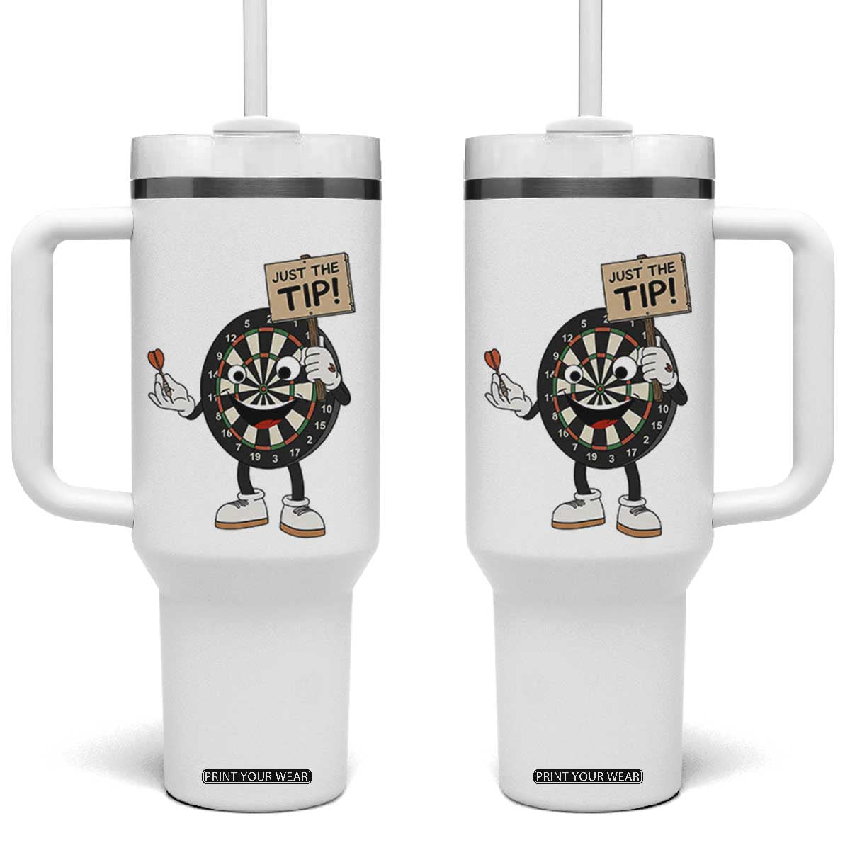 Just The Tip Quote Tumbler With Handle Dirty Humor Dartist Gift TS12 One Size: 40 oz White Print Your Wear