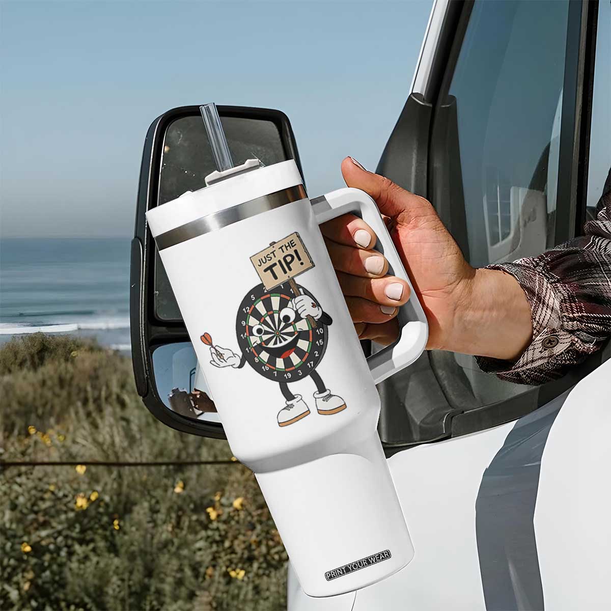 Just The Tip Quote Tumbler With Handle Dirty Humor Dartist Gift TS12 Print Your Wear