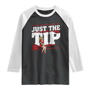 Funny Darts Player Gift Raglan Shirt Just The Tip TS12 Black White Print Your Wear