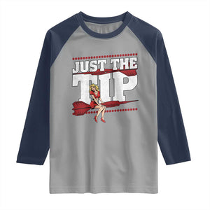 Funny Darts Player Gift Raglan Shirt Just The Tip TS12 Sport Gray Navy Print Your Wear