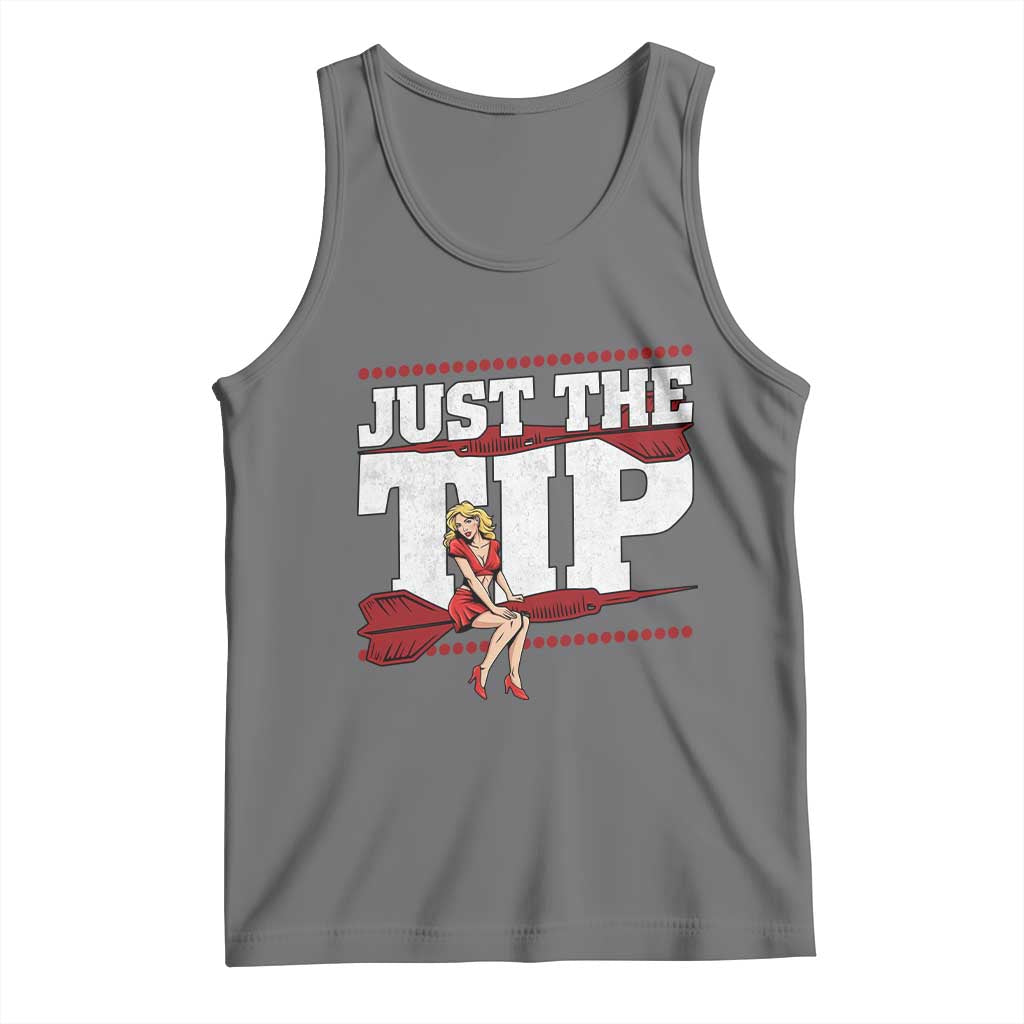 Funny Darts Player Gift Tank Top Just The Tip TS12 Black Heather Print Your Wear