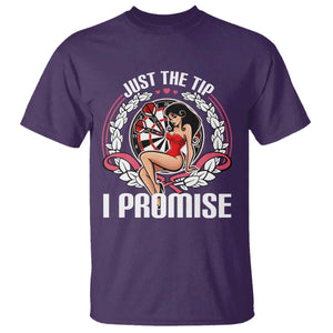 Just The Tip I Promise T Shirt Funny Dart Player Quote For Pub Fans TS12 Purple Print Your Wear