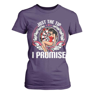 Just The Tip I Promise T Shirt For Women Funny Dart Player Quote For Pub Fans TS12 Purple Print Your Wear