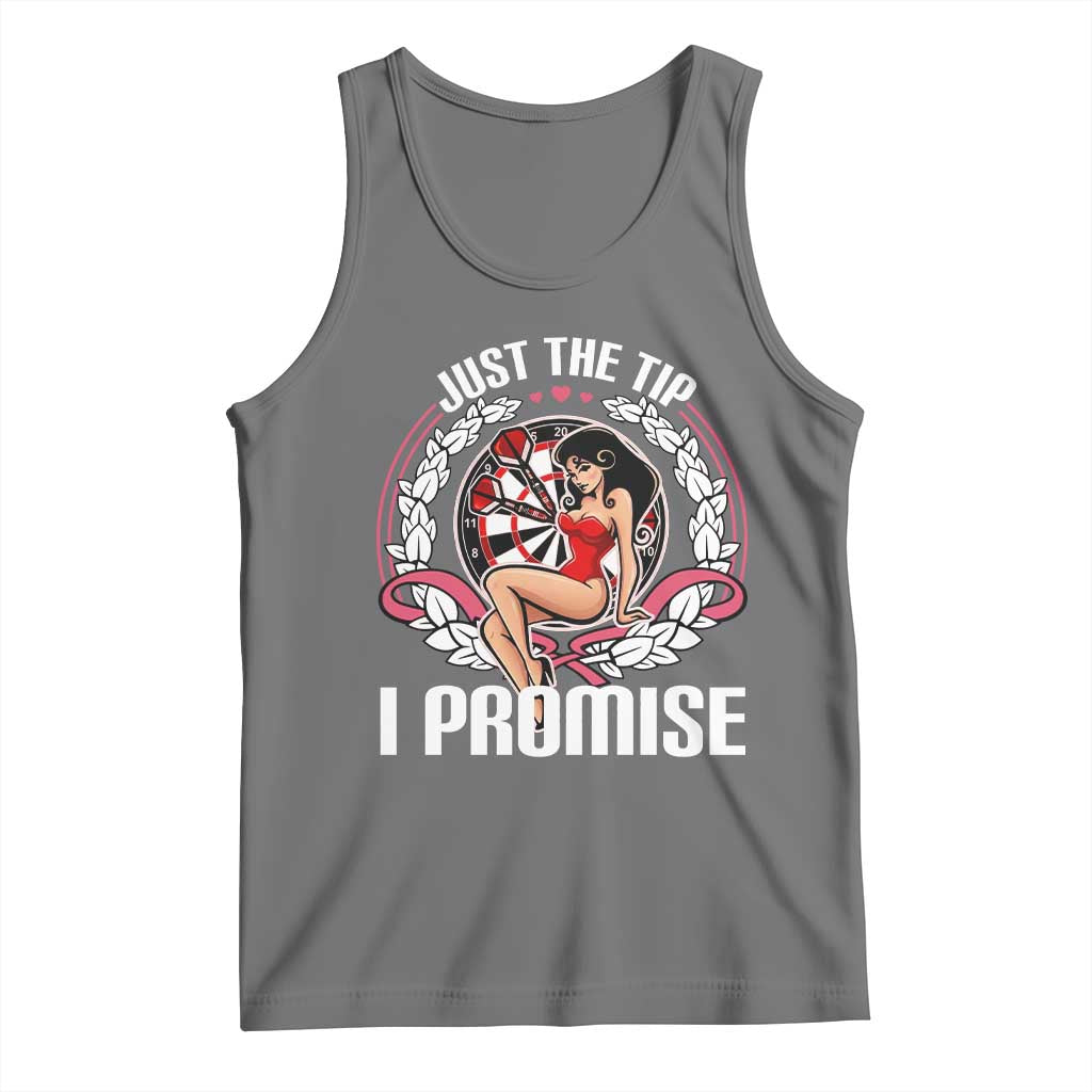Just The Tip I Promise Tank Top Funny Dart Player Quote For Pub Fans TS12 Black Heather Print Your Wear
