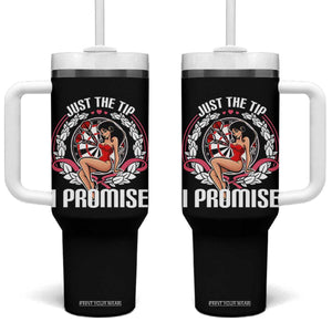 Just The Tip I Promise Tumbler With Handle Funny Dart Player Quote For Pub Fans TS12 One Size: 40 oz Black Print Your Wear