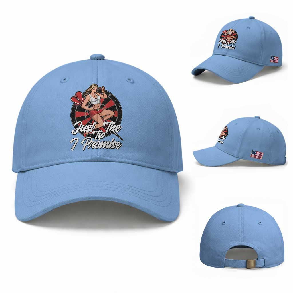 Just The Tip I Promise Baseball Cap Sexy Pin Up Girl Dartist Gift TS12 Baseball Cap Universal Fit Light Blue Print Your Wear