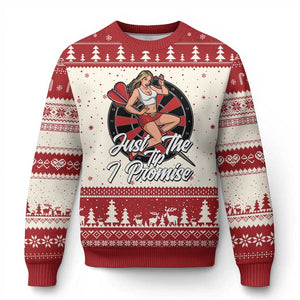 Just The Tip I Promise Ugly Christmas Sweater Sexy Pin Up Girl Dartist Gift TS12 Beige Red Print Your Wear