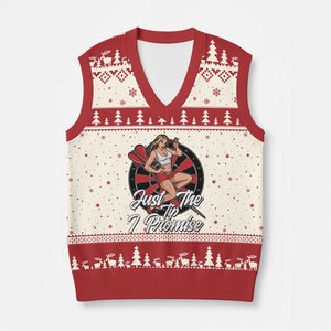Just The Tip I Promise V-Neck Knit Sweater Vest Sexy Pin Up Girl Dartist Gift TS12 Beige Red Print Your Wear