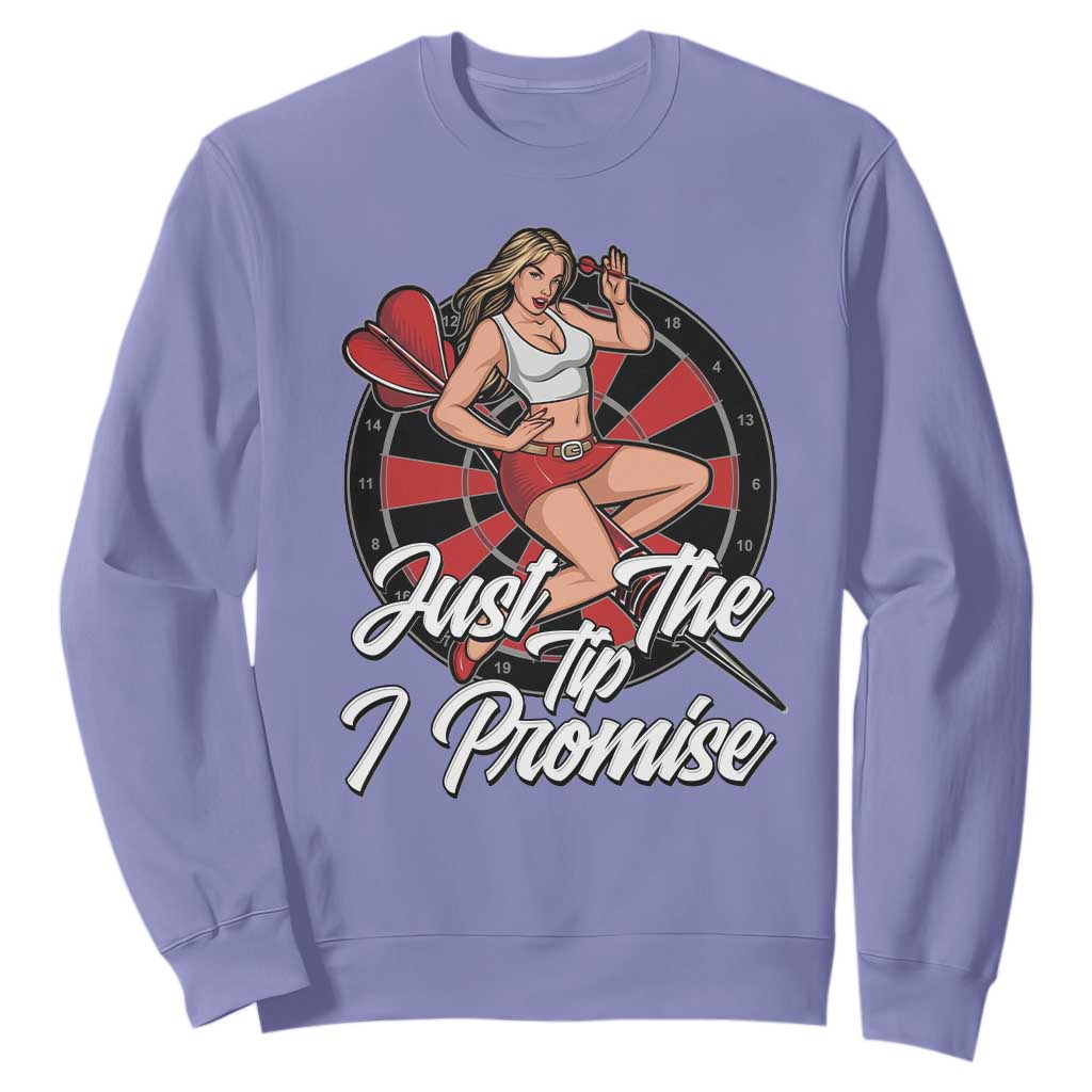 Just The Tip I Promise Sweatshirt Sexy Pin Up Girl Dartist Gift TS12 Violet Print Your Wear