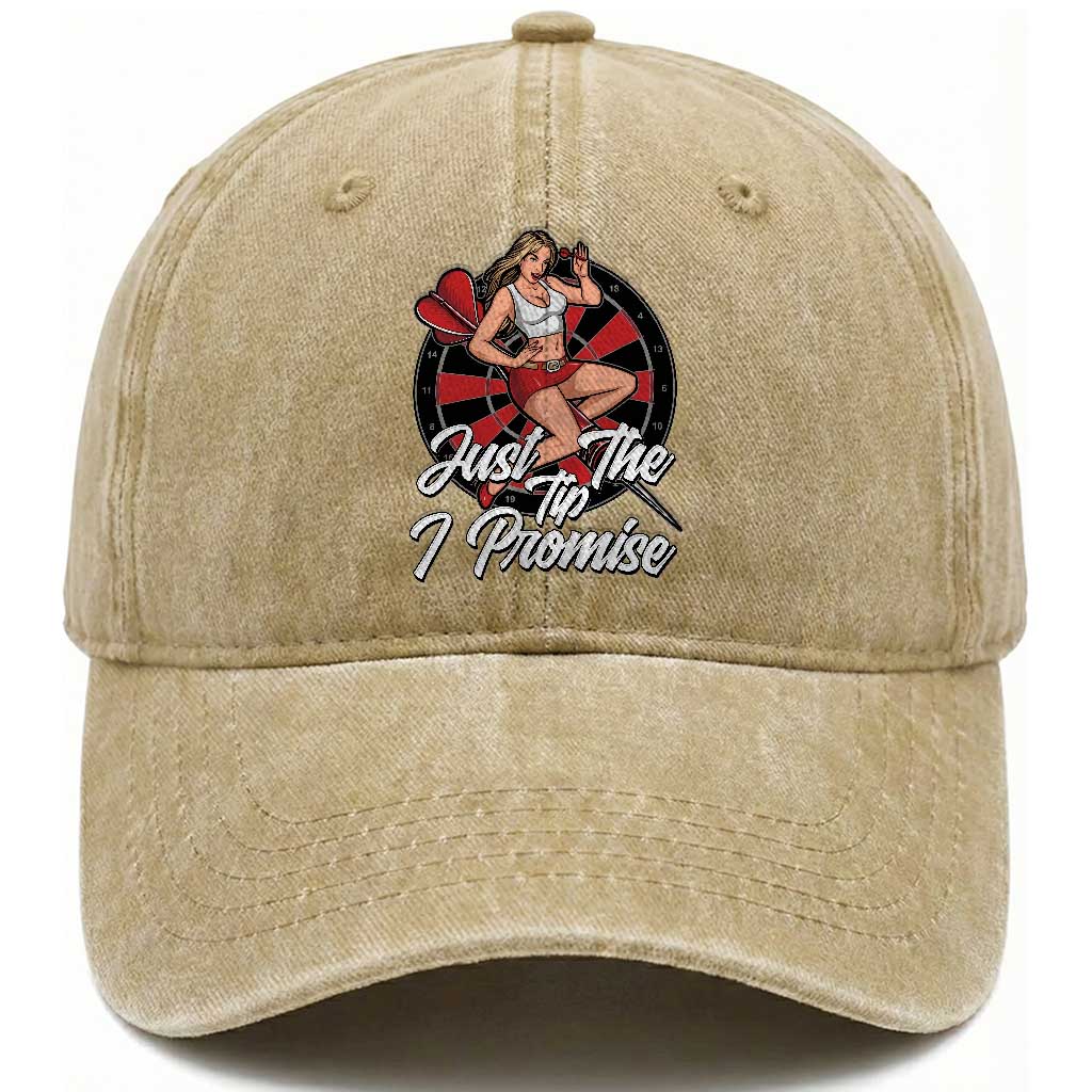 Just The Tip I Promise Washed Cotton Baseball Cap Sexy Pin Up Girl Dartist Gift TS12 Print Your Wear