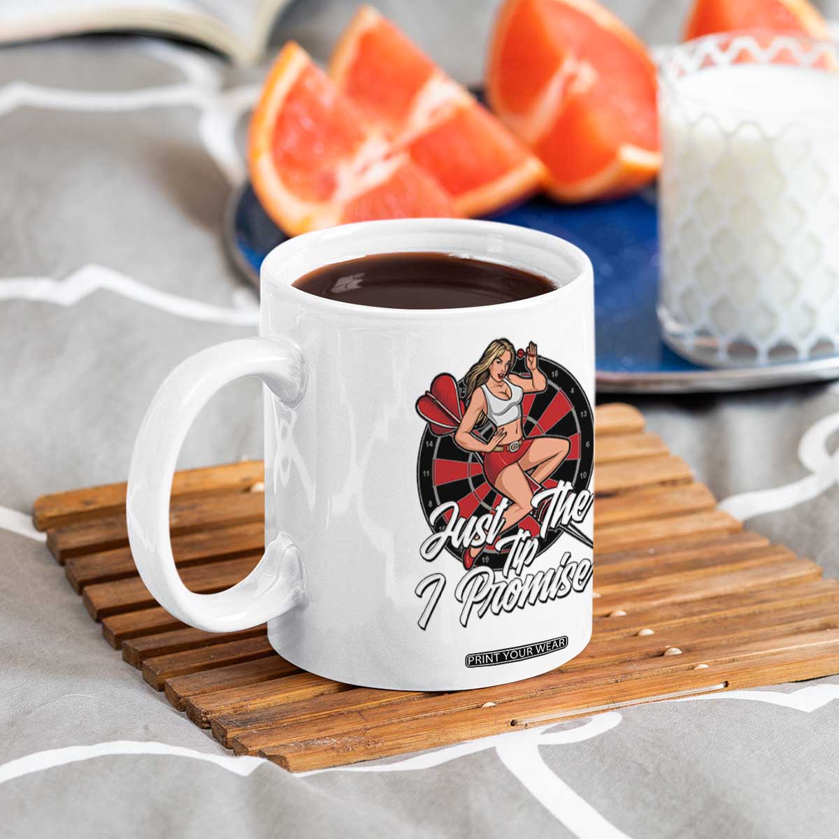 Just The Tip I Promise Coffee Mug Sexy Pin Up Girl Dartist Gift TS12 Print Your Wear