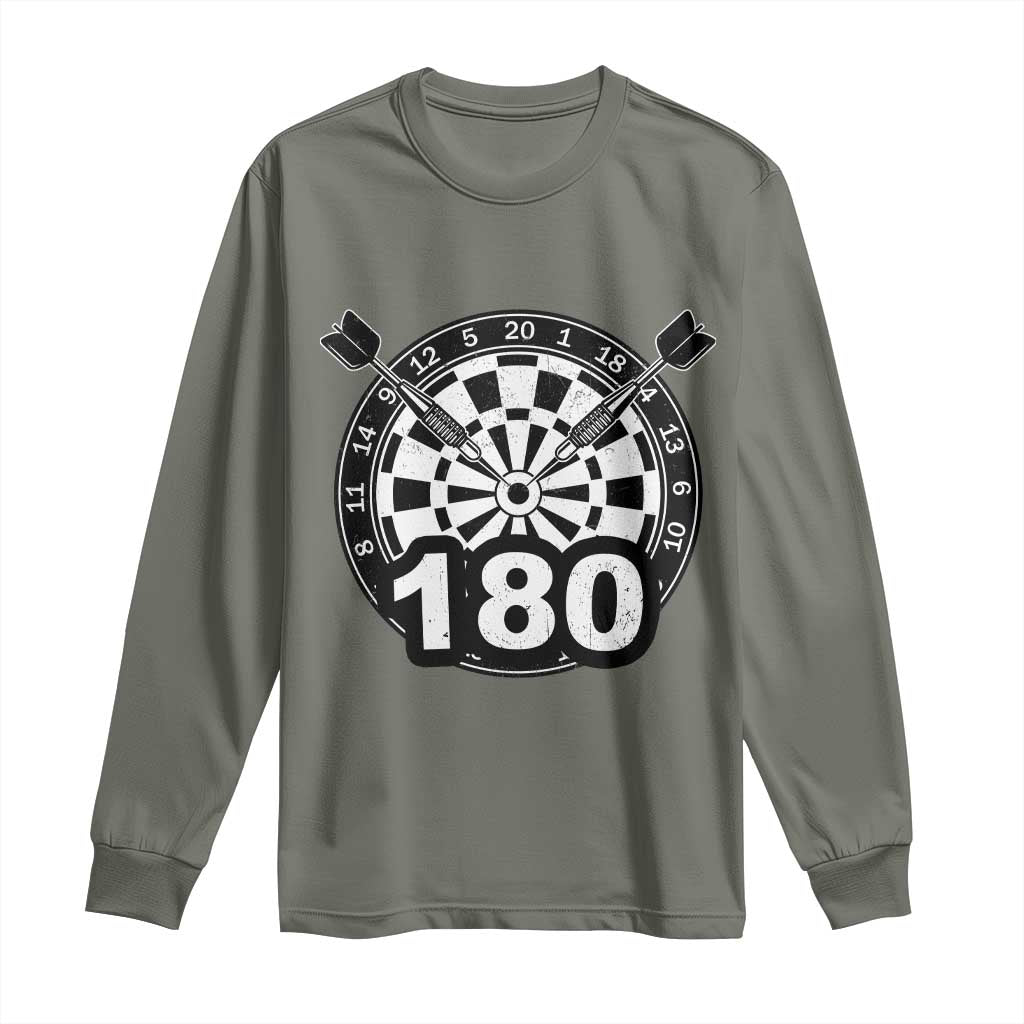 Funny Darts Max 180 Long Sleeve Shirt Dartist Darts Lover Gift TS12 Military Green Print Your Wear