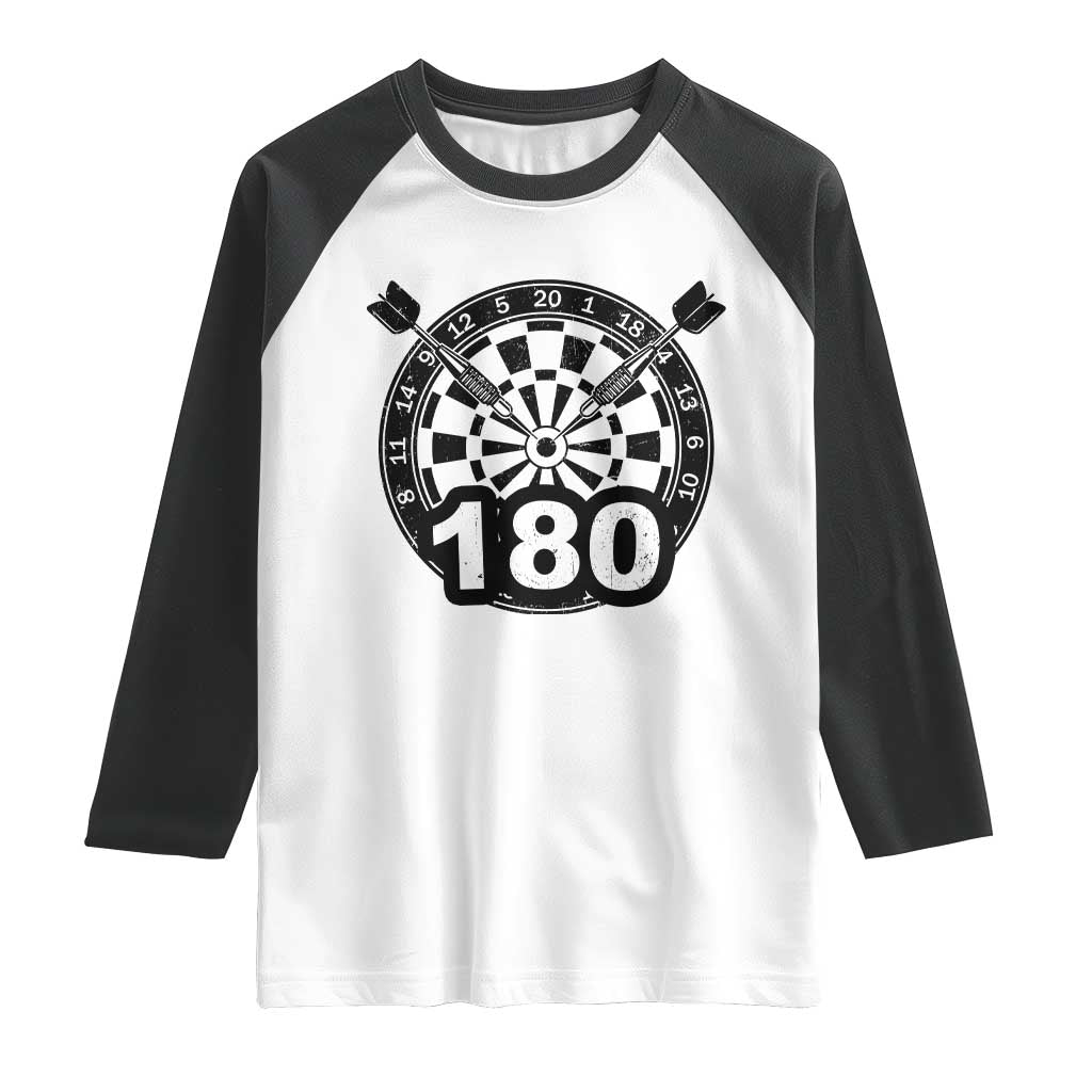 Funny Darts Max 180 Raglan Shirt Dartist Darts Lover Gift TS12 White Black Print Your Wear