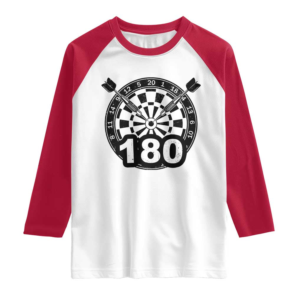 Funny Darts Max 180 Raglan Shirt Dartist Darts Lover Gift TS12 White Red Print Your Wear