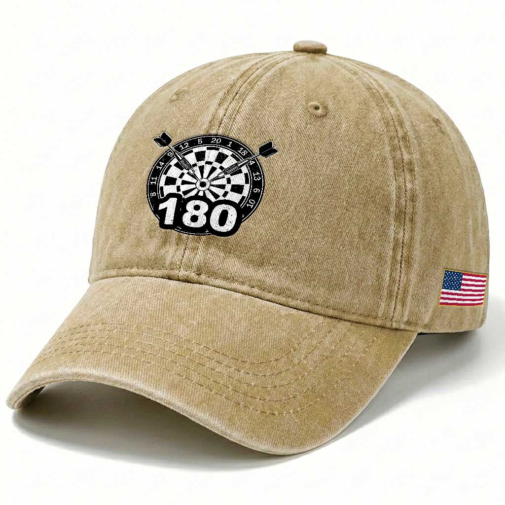 Funny Darts Max 180 Washed Cotton Baseball Cap Dartist Darts Lover Gift TS12 Print Your Wear